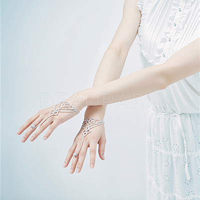 2Pcs Crystal Rhinestone Tennis Ring Bracelet BJEW-CN0001-18-1