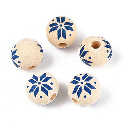 Christmas Spray Painted Schima Wood Beads WOOD-T032-35F-1
