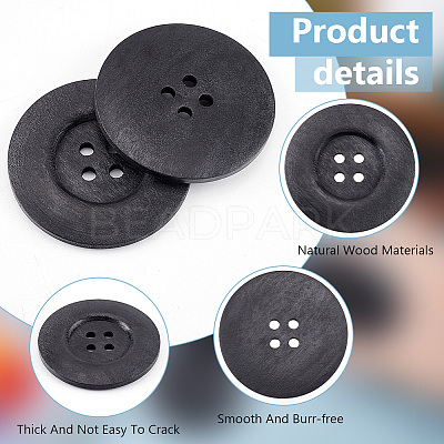 30Pcs Wood Buttons BUTT-OC0001-50B-1