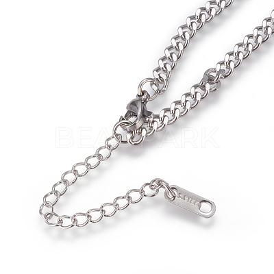 Non-Tarnish 304 Stainless Steel Split Initial Pendant Necklaces NJEW-L152-03F-1