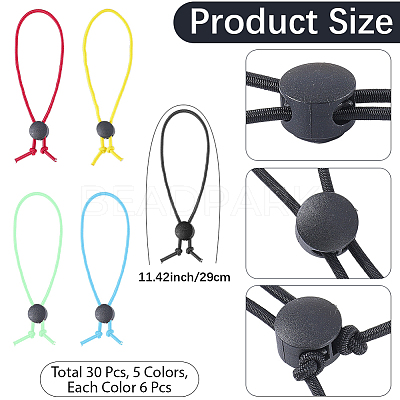30Pcs 5 Colors Polyester Storage Bundling Elastic Rope AJEW-CN0006-36-1