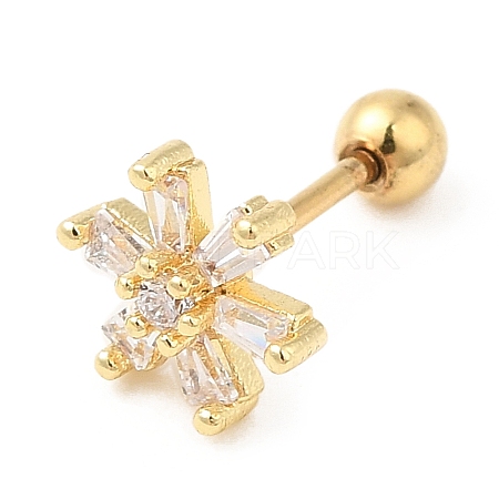 Brass Micro Pave Clear Cubic Zirconia Stud Earrings EJEW-L265-08G-1