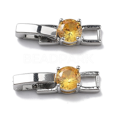 Rack Plating Brass Micro Pave Cubic Zirconia Watch Band Clasps KK-A234-016P-04-1
