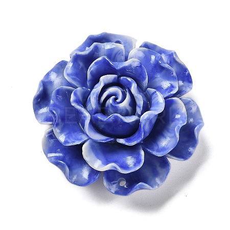 Synthetic Shell Dyed Carved Flower Connector Charms SHEL-D081-01G-1