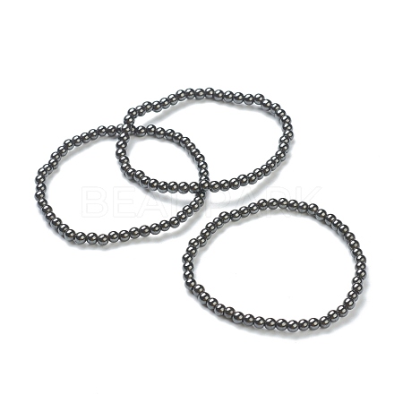 Synthetic Non-magnetic Hematite Beaded Stretch Bracelets BJEW-D446-A-22-1