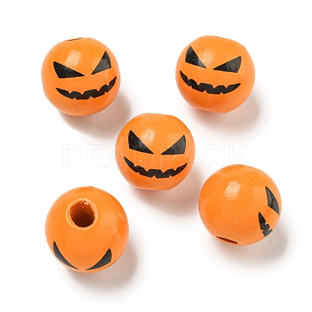 Printed Wood European Beads WOOD-G022-08A-13-1