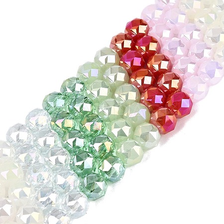 Electroplate Imitation Jade & Opaque & Transparent Glass Beads Strands EGLA-Q135-8MM-A07-1