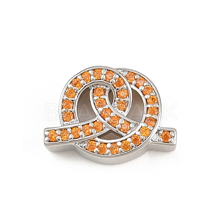 Brass Micro Pave Orange Cubic Zirconia Beads CU-CBAD306-22P-1