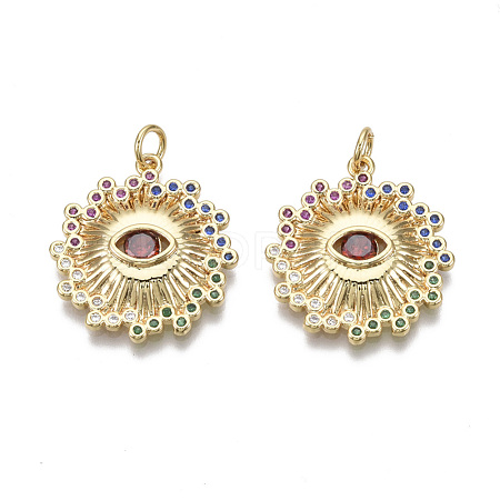 Brass Micro Pave Cubic Zirconia Pendants KK-R133-013G-NF-1