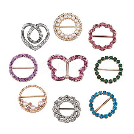 9Pcs 9 Style Alloy Rhinestone Buckles DIY-SZ0008-58-1