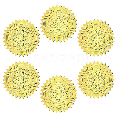 12 Sheets Self Adhesive Gold Foil Embossed Stickers DIY-WH0451-016-1