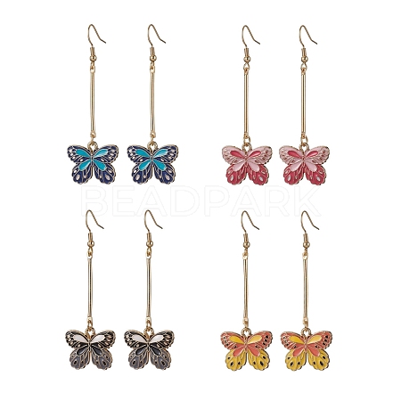 Alloy Enamel Butterfly Dangle Earrings EJEW-JE05604-1