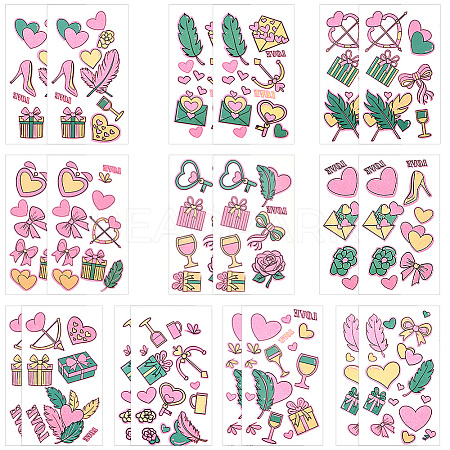 20 Sheets Luminous Water Proof Removable Temporary Tattoos Stickers AJEW-SP0002-81C-1