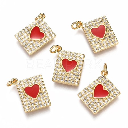 Brass Micro Pave Clear Cubic Zirconia Pendants ZIRC-B002-30G-C-1