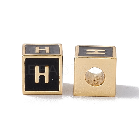 Rack Plating Brass Enamel Beads KK-B060-04G-01H-1