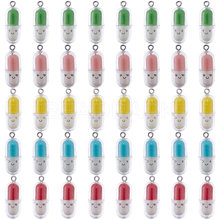 SUNNYCLUE 40Pcs 5 Colors Translucent Plastic Pendants KY-SC0001-75-1