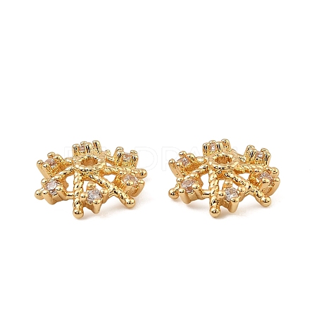 Brass Micro Pave Clear Cubic Zirconia Bead Caps KK-K374-24G-1