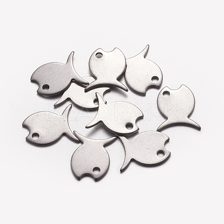 Original Color Blacnk Stamping Tag Fish Charms 304 Stainless Steel Pendants X-STAS-Q053-1