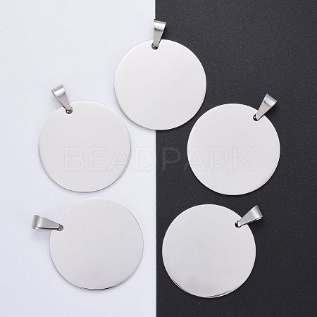 Tarnish Resistant DIY Materials 201 Stainless Steel Flat Round Hand Stamping Blank Tag Pendants STAS-O044-125-1