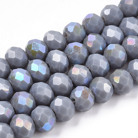 Electroplate Opaque Solid Color Glass Beads Strands EGLA-A034-P8mm-L23-1