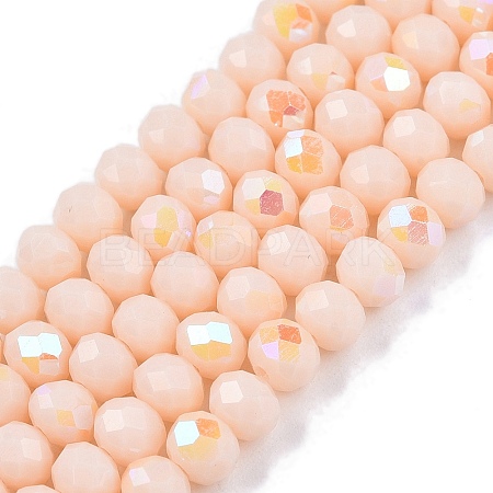 Electroplate Opaque Solid Color Glass Beads Strands EGLA-A044-P4mm-L05-1