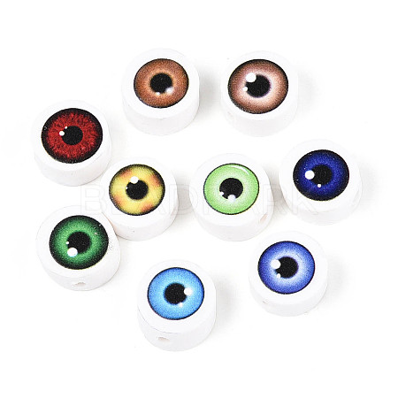 Printed Handmade Polymer Clay Beads CLAY-T022-12B-1