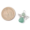 Natural Green Aventurine/Lapis Lazuli/Rose Quartz/Tiger Eye/Blue Spot Jasper/Synthetic Turquoise Heart Angel Pendants PALLOY-JF03186-01-2