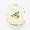 Golden Plated Brass Micro Pave Clear Cubic Zirconia Pendants KK-F807-17-G-3