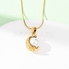 304 Stainless Steel & Acrylic Imitation Pearl Moon Pendant Snake Chain Necklaces for Women NJEW-F354-08G-2
