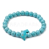 8MM Round Synthetic Turquoise Beaded Stretch Bracelets BJEW-JB10217-05-1