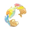 Ocean 304 Stainless Steel Enamel Cuff Bangles for Women LS-BJEW-F518-02B-G-2
