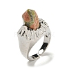 Hexagonal Prism Natural Unakite Open Cuff Rings RJEW-B106-01P-07-2