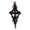 Siam Rhinestone Cross Pendant with Black Enamel ENAM-WH0001-06EB-02-1