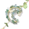 Wire Wrapped Natural Green Aventurine & Aquamarine Chip & Brass Moon Hanging Ornaments HJEW-TA00216-4