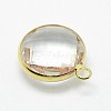 Golden Tone Brass Glass Pendants GLAA-J018B-G-4