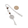 Mother's Day Key & Infinity Love Heart Pendant Bookmark with Natural Tiger Eye AJEW-JK00259-01-3