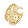 Star Pattern Hollow Brass Open Cuff Rings for Women RJEW-G343-06G-4