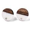 Opaque Resin & Walnut Wood Stud Earring Findings MAK-N032-008A-B06-2