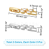DICOSMETIC 10Pcs 2 Colors Rack Plating Brass Clear Cubic Zirconia Watch Band Clasps KK-DC0001-43-2