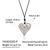 Elegant 304 Stainless Steel Heart Pendant Black Cord Necklaces for Women BE2409-2-1