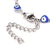 Enamel Heart with Evil Eye Link Chains Bracelet BJEW-P271-07P-04-3