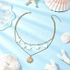 304 Stainless Steel Moon Sun & Natural Freshwater Shell Star Pendant Double Layer Necklaces for Women NJEW-JN05404-1