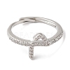 Rack Plating Brass Cubic Zirconia Arabic Letters Adjustable Rings for Women RJEW-S407-10P-04-2