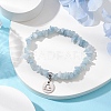 Natural Aquamarine Chip Beaded Stretch Bracelets BJEW-JB11133-09-2