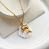 Natural Shell & 304 Stainless Steel Pendant Satellite Chain Necklaces for Women FS-WG3FAFC-02-1