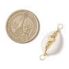 Natural Cowrie Shell Copper Wire Wrapped Shell Shape Connector Charms PALLOY-JF02939-02-2