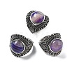 Natural & Synthetic Gemstone Adjustable Rings RJEW-I108-03AS-5