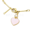 Peach Heart Alloy Enamel Link Bracelets BJEW-JB10412-4