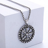 Nordic Viking Pirate Logo Titanium Steel Compass Pendant Necklace Jewelry FC0487-1