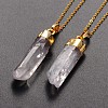 Brass Natural Crystal Pencil Pendant Necklaces NJEW-JN01141-1